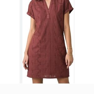 Prana Ladyland Eyelet Dress Burgundy Small